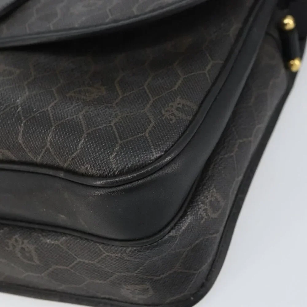 Authentic Christian Dior Honeycomb Canvas Shoulder Bag PVC Black Gold - Picture 16 of 16